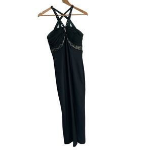 Cassandra Stone Green Formal Evening Gown Size 6 rhinestone beaded old money